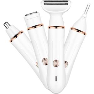 4-in-1Women's Electric ShaverBikini Trimmer for WomenPainless Electric Razor for Pubic Hair, Face, Legs, UnderarmsPortable Cordless Shaver