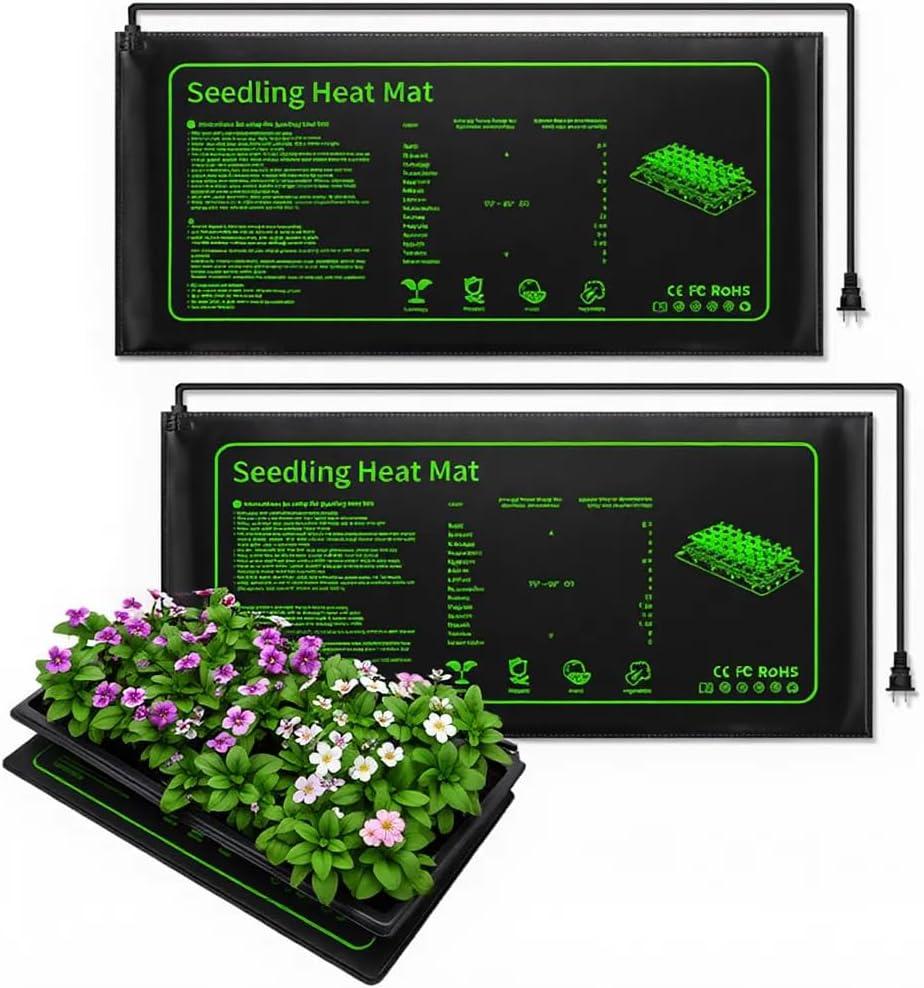 RooTrimmer 2 Pack Graphene Plant Heating Mat for 1020 Seedling Trays, 20W Waterproof Heating Pads for Seeds Germination and Microgreen Trays Thick and Reusable Gardening Gifts, 10×20"-2P