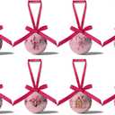 Pink Christmas Decor - Pink Christmas Tree Decorations Snowman Santa Candy Hanging Ornaments Balls, Cute Decorations Ball 1.18 Inch for Xmas Tree Party Home HolidayXmas Gifts Set of 16Pcs