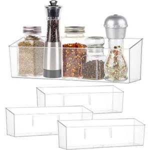 2 Pack Spice Rack, Spice Organization for Cabinet, Storage Organizer Bins, Clear Plastic Seasoning Jars Rack Condiment Bottles Shelf Makeup Organizer for Kitchen Cabinet Doors Pantry RV Organization