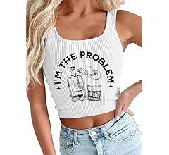 Women Cowboy Crop Tank Top: Cowgirl Tank Country Concert Tops Rodeo Country Music Shirts Vintage Western Crop Top, L