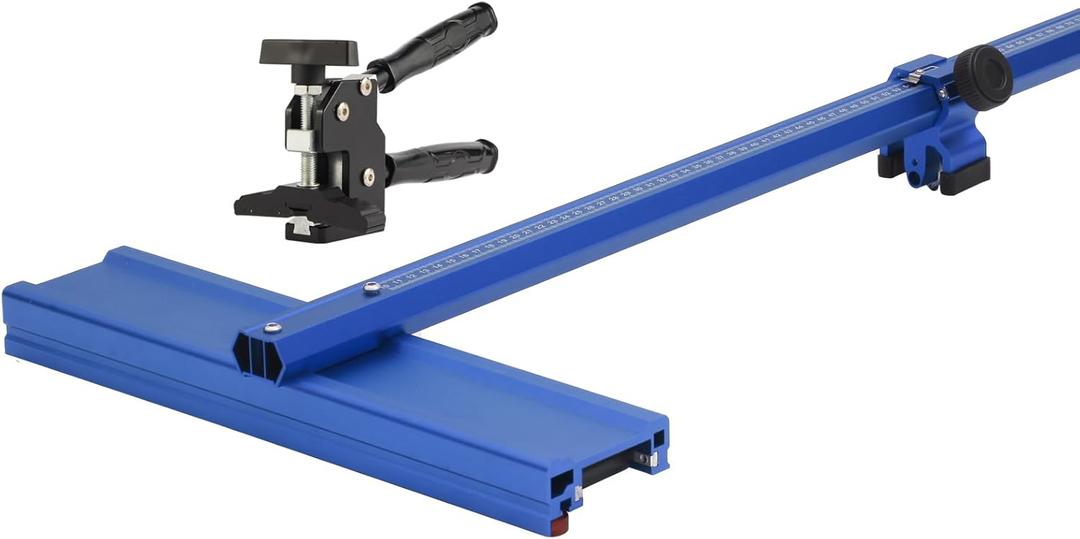 Manual Tile Cutter with Tungsten Carbide Scoring Wheel | 35.4" Precision T-Bar Cutter for Porcelain & Ceramic Tiles | Portable Design with Aluminum Ruler & Plier (Blue) (Small)