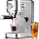 Espresso Machine 20 Bar, Compact Espresso Coffee Machine with Milk Frother, Stainless Steel Coffee Maker with 34oz Removable Water Tank, Cappuccino Machine for Home, Office, Fathers Day Dad Gifts