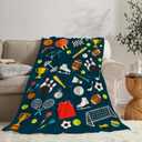 Sports Blanket Cool Basketball Soccer Baseball Throw Blankets for Girls Boys Super Soft Warm Fleece Flannel Sports Ball Throws Gifts for Men Women Cozy Fuzzy Plush Stuffed Couch Bed Decor 50"x40"