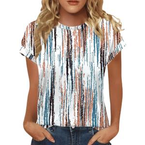 T-Shirt For Women Short Sleeve Round Neck Summer Printed Top Elegant Casual Lightweight Oversized Comfortable Fashion Shirt, 2XL