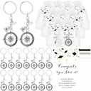 Ferreve 30 Sets 2026 Commencement Gifts Bulk Inspirational Compass Keychain with Cap Charm and Congratulations Cards Farewell Organza Bag for Men Women Alumni Party Favors
