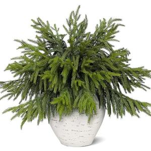 Juxdp 40 Pcs Real Touch Norfolk Pine Branches, Artificial Christmas Green Plants Branch Faux Greenery Stem Fake Pine Picks for Vase DIY Crafts Garland Wreath Xmas Indoor Outdoor Decor (18 Inches)