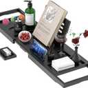 Yirilan Bathtub Tray, Expandable Bath Tray for Tub for Books, Tablets & Wine Glasses for Home Spa, Bathroom Accessories & Gifts (Black)