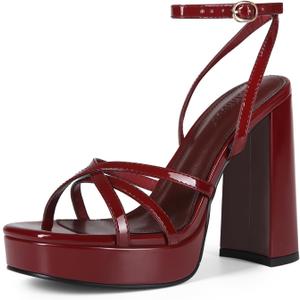 Platform Heels for Women Strappy Block Chunky High Heels Open Toe Ankle Strap Sandals Fashion Lace Up Wedding Party Evening Prom Dance Dress Shoes. 6.5