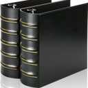 2 Pcs Vintage Hardback 3 Ring Binder 3 Inch, Professional Leather Binder 3 Ring, Three Ring Binders Fits 8.5 x 11, D Ring Binders for Home, School and Office- (1 Black and 1 Dark Green)