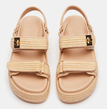 SM NEW YORK Raffia Plantforms Sandals Natural Color, Size 6 1/2