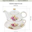European Porcelain Tea for One, Vintage Floral Teapot and Saucer Set, Gold Trim Floral Teapot, Tea Cup with Saucer Set