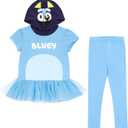 Bluey Bingo Girls Cosplay T-Shirt Dress and Leggings Outfit Set Toddler to Big Kid