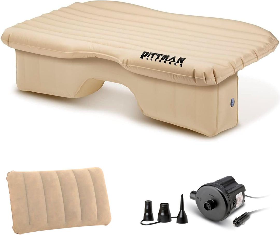 Pittman Backseat Bed for Truck - 60" Backseat Air Mattress for Truck, Vans & Large SUV Bed Mattress - Back Seat Bed for Truck Includes Pump, Pillow & Storage Bag - 60" x 35.5" (Tan)