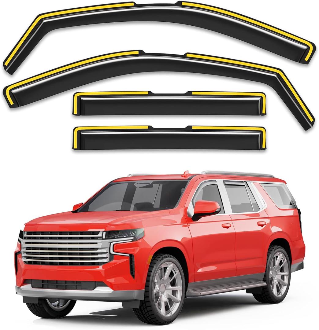 in-Channel Window Rain Guards Fit for Chevy Tahoe/Cadillac Escalade/GMC Yukon 2021-2026, Extra Durable Window Visors Window Deflectors Vent Shades Car Accessories-4 pcs