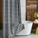 Biscaynebay Textured Fabric Shower Curtains 72" X 72", Black & White Printed Checkered Linen Modern Farmhouse Boho Hotel Quality Cloth Bathroom Curtains Machine Washable