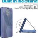 Galaxy A36 Cases Compatible with Samsung A36 Flip Cell Phone Case Clear View Mirror Flip Cover PU Leather with Kickstand Protective Cover for Samsung Galaxy A36 (Blue)