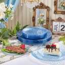 Rubtlamp 60Pcs Plastic Blue Plates, Heavy Duty Disposable Plates, Blue Hammered Party Plate Include 30 Dinner Plate, 30 Dessert Platos, Fancy Disposable Platos For Party Mother‘s Day