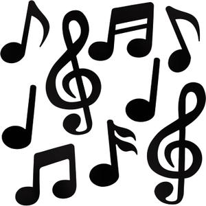 Vuzvuv 60 Pcs Music Notes Cutouts for Party Music Wall Decor,Double-Side Musical Notes Paper Cut Out for Disco Party Decorations for School Bulletin Board Craft Wall Decor (Black)