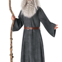 Morph Wizard Costume Men With Wig Warlock Robes Grey Wizard Outfit Adults Halloween Costumes For Men Large