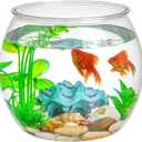 Balacoo Plastic Fish Bowl, Wide Round Terrarium, Unbreakable, Transparent, 28X28cm Fish, Home Decoration