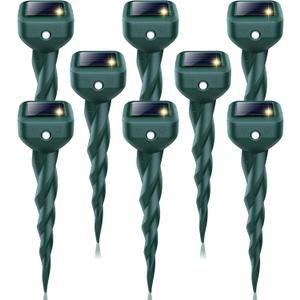 Mole Repellent Solar Powered, 8 Pack Snake & Skunk Repellent for Yard, IP 65 Waterproof Ultrasonic Deterrent Stakes, Get Rid of Rabbit, Gopher, Vole, Chipmunk, Deer, Groundhog for Lawns Garden
