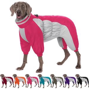 AOFITEE Dog Coat Warm Dog Puffer Jacket for Winter, Windproof Dogs Coat with Harness Built in, Reflective Turtleneck Dogs Winter Jacket Snowsuit, Full Body Fleece Coats for Small Medium Large Pet (Hot Pink)