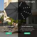 JEAREY 9FT Outdoor Patio Umbrella with Solar Lights, LED Lighted Pool Umbrella with Tilt and Crank, Outdoor Table Umbrellas for Deck, Yard & Market (Dark Gray)