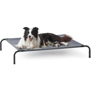 Love's cabin Elevated Cooling Dog Bed for Large Dogs, Portable Indoor & Outdoor Raised Pet Dog Cat Cot, Durable Summer Frame with Breathable Mesh, Grey, 48 inches (48" X 35.5" X 8")