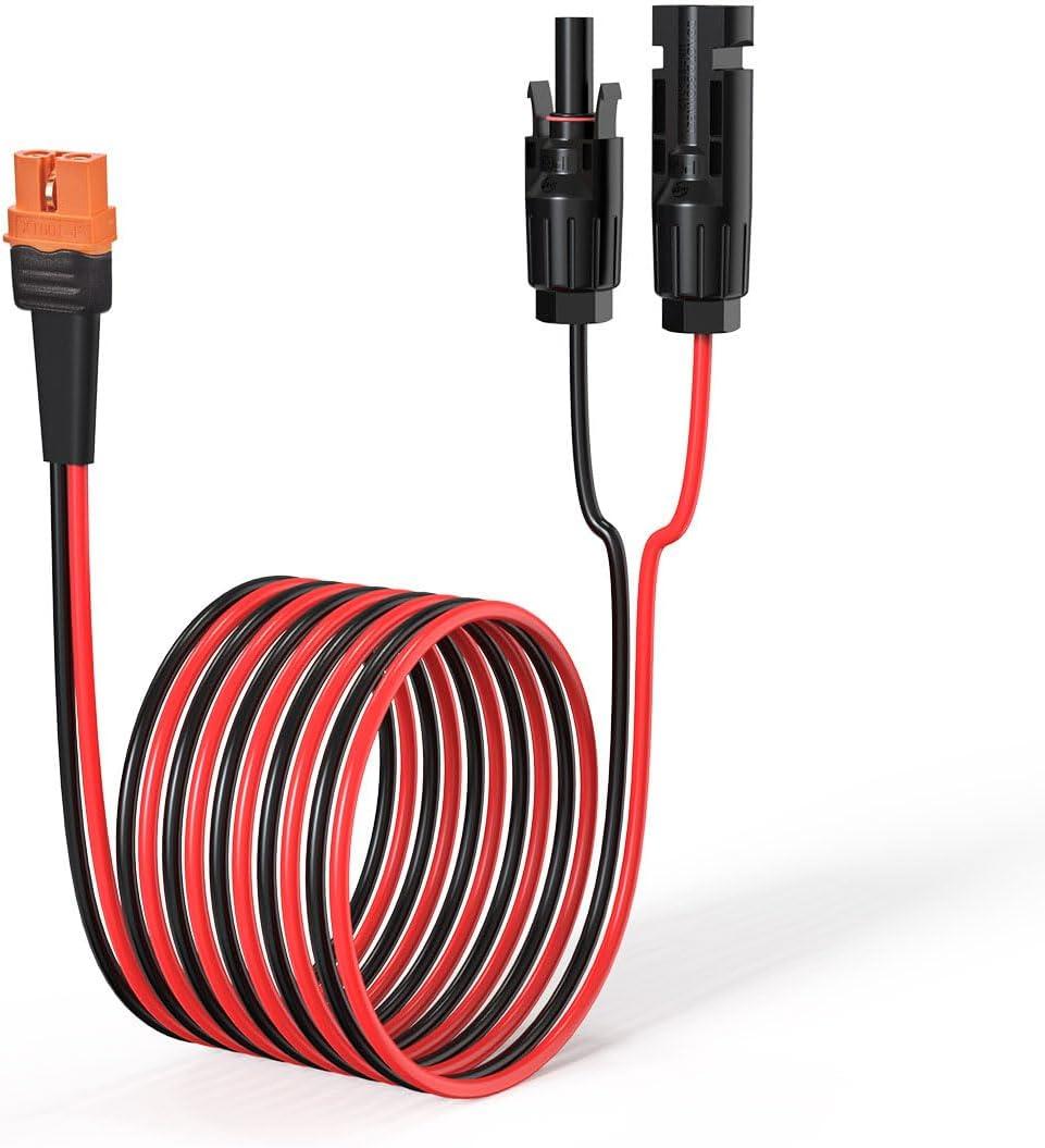 10AWG 10FT Solar to XT60i Cable 2 10 25 35 50 75 100FT Solar Connector to XT60i Adapter Cable for Portable Power Station (10FT)