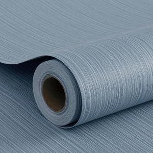 FUKU MON Grasscloth Fabric Wallpaper 24" X 394" Blue Gray Textured Thick Linen Classic Neutral Grassweave Contact Paper for Walls Cabinets Bedroom Counter Top Liners Fireplace