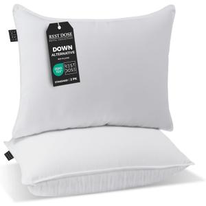 Bed Pillows for Sleeping, Set of 2 Cooling, Hotel Quality with Soft Down Alternative Fill for Back, Stomach & Side Sleepers (Queen)