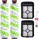for CrossWave Pet Pro 2306A CrossWave 1785 Series Replacement Parts 2 Pack 2460 Multi-Surface Pet Pro Cleaner Brush Rolls Tangle-Free+2 Pack 1866 Vacuum Filters Part 1613568 1608684
