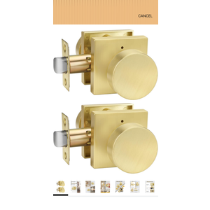 Goldenwarm Privacy Brass Door Knobs, Zinc-Alloy Heavy Duty Bedroom, Contemporary Gold Bathroom (2 Pack)