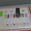 Dry Erase Calendar Cork Board Combo, 17x13 Inches Calendar Whiteboard for Wall, Small Magnetic White Board with Pink Wood Framed, Dry Erase Board for Planner Office Kitchen Home Memo