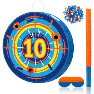 Sotiff Dart Piata Large Dart Theme Battle Piata Set Bullseye Piata with Stick Blindfold Confetti Dart Gun Shooting Target Piata for Boy Girl Birthday Party Game Favors 14X14 Inch Sotiff Dart Piata Large Dart Theme Battle Piata Set Bullseye Piata with Stick Blindfold Confetti Dart Gun Shooting Target Piata for Boy Girl Birthday Party Game Favors 14X14 Inch