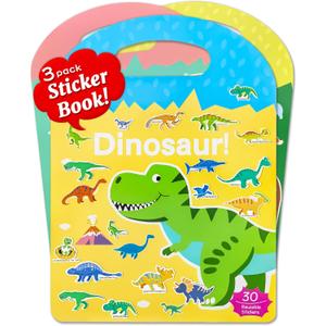 Benresive Reusable Sticker Book for Toddlers 2-4 Years, 3 Sets Travel Stickers for Kids, Waterproof Sticker Books for Toddlers 1-3, Crafts Activities for Todddlers 1-3 2-4 3-5