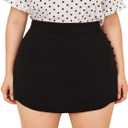 WDIRARA Women's Plus Size High Waist Button Side Skort Casual Skirt Shorts (XX-Large Plus, Black)