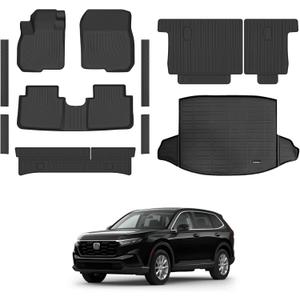 Floor Mat Set for 2017-2022 Honda CR-V (NOT FIT Hybrid)All-Weather Floor Mats & Trunk Liner & Backrest Mat & Door-Sill Protector, Stain-Resistant Car Floor Liners for Honda CRV Accessories
