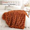 Smoofy Faux Fur Throw Blanket for Couch - Burnt Orange Super Soft Cozy Bubble Blanket, Fluffy Plush Fuzzy Throw for Sofa & Bed, Thick Lightweight Warm Blanket, Luxury Aesthetic Gift for Women 50"x60"