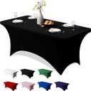Trlyc 1 Pack 6FT Spandex Table Cloth - 72 x 30 Inch Rectangular Stretch Tablecloth, Wrinkle Resistant Scretch Table Cover for Wedding, Party, Banquet, Picnic, Outdoor Decoration (1Pcs,Black)