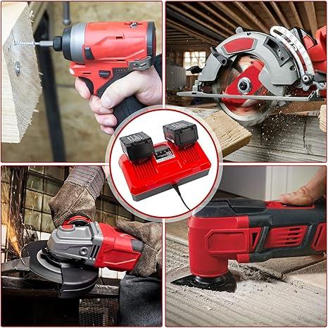 Dual Battery Charger Replace for MK-18 Milwaukee 6A Rapid Lithium Charger to Charge 14.4V-18V XC Lithium-ion Battery 48-59-1890 48-59-1812 48-11-1850 48-11-1820 48-11-1835 48-59-1802