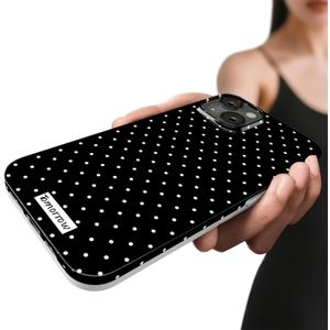 Compatible with iPhone 15 Case, with Polka Dot Aesthetics Design Simple Case for Women Girl, Cute Fashion Soft TPU Slim Protection Phone Case for iPhone 15 6.1'' - Black