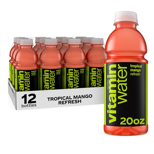 vitaminwater Refresh Tropical Mango Nutrient Enhanced Flavored Water Beverage, 20 fl oz Bottles, 12 Pack (BBD 07/13/26)