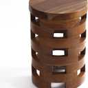 JOLLYMER Teak Side Table for Living Room or Bedroom, Solid Wood Table Stool for Bathroom, Farmhouse Home Decor