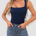 OwnTime Womens Square Neck Tank Tops Dressy Summer Sleeveless Shirts Sexy Going Out Fitted Trendy Tops T Shirts Blouses