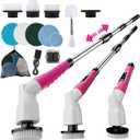 Electric Spin Scrubber,2026 New Adjustable Angle Cleaning BrushIPX7 Waterproof Shower Scrubber with 3 Speed Settings,9 Brush Heads & Extendable Long Handle for Bathroom, Kitchen and Car Cleaning (Pink)
