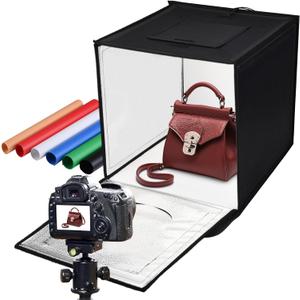 Upgrade Photo Studio Light Box-160pcs LED-Oxford Cloth- 16 inch /40cm-Stepless Dimming-Quick Install Foldable-Photo Shooting Tent kit (Black)