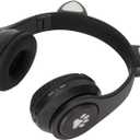 Glowing Cat Ears Headphones for Kids  VolumeLimited Headset with Breathing LED Lights, Soft Leather Earpads & Foldable Design (Black)