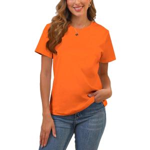Cotton Basic T Shirts for Women,Crew Neck Short Sleeve Summer Shirts,Solid Loose Fit Tshirt, Plain Workout Tops, Undershirts (XL)